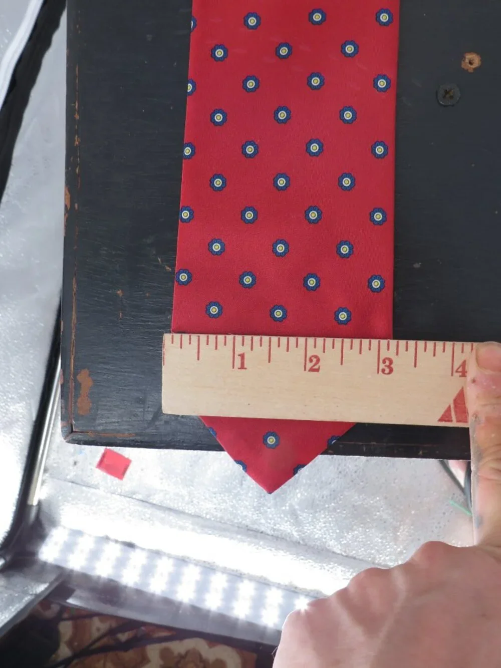 Vintage Etienne Aigner Silk Necktie Red Black Floral Geo Pattern Lot 2 Size 3 In